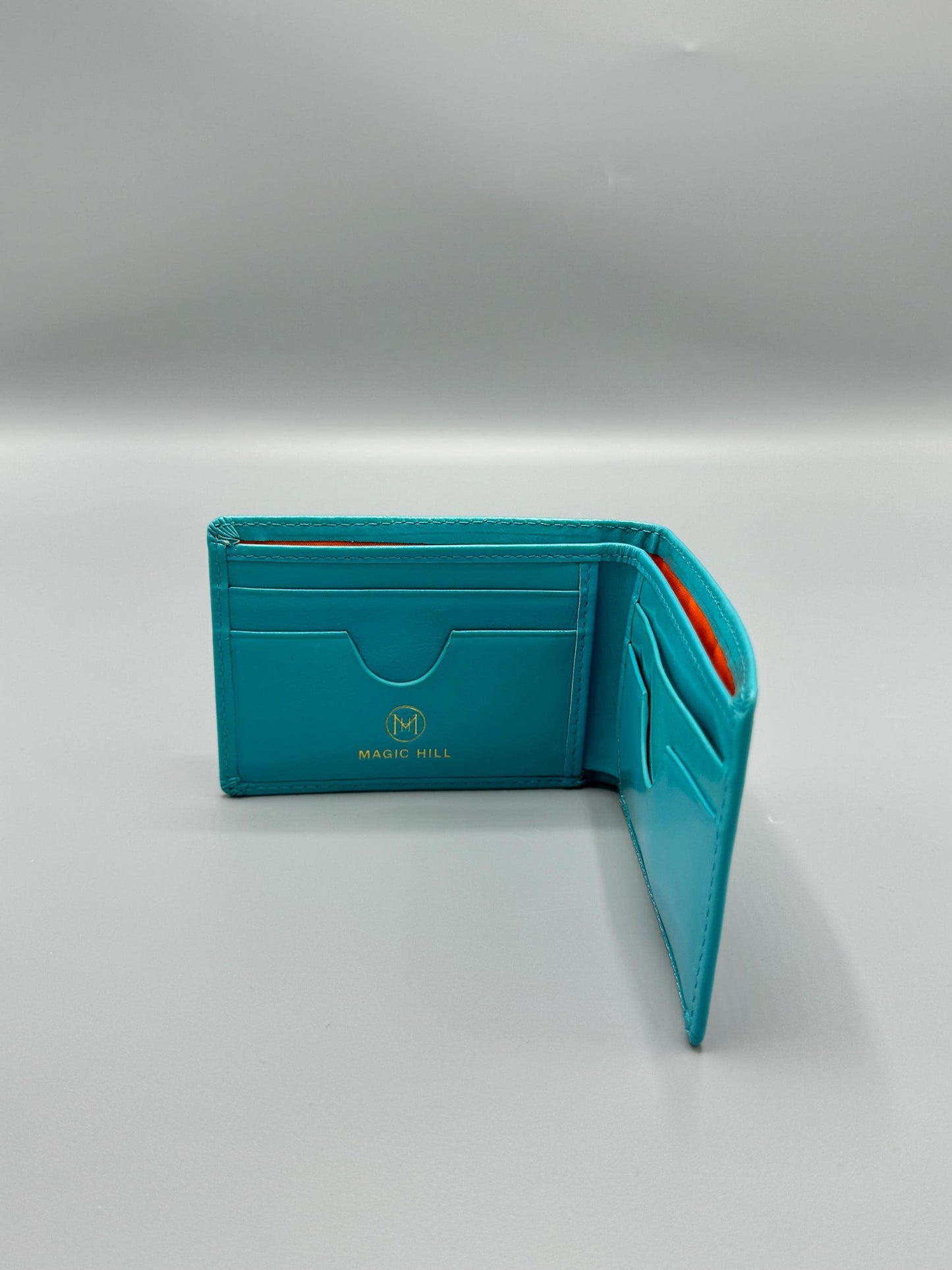 Genuine leather wallet - baby blue (larger size)