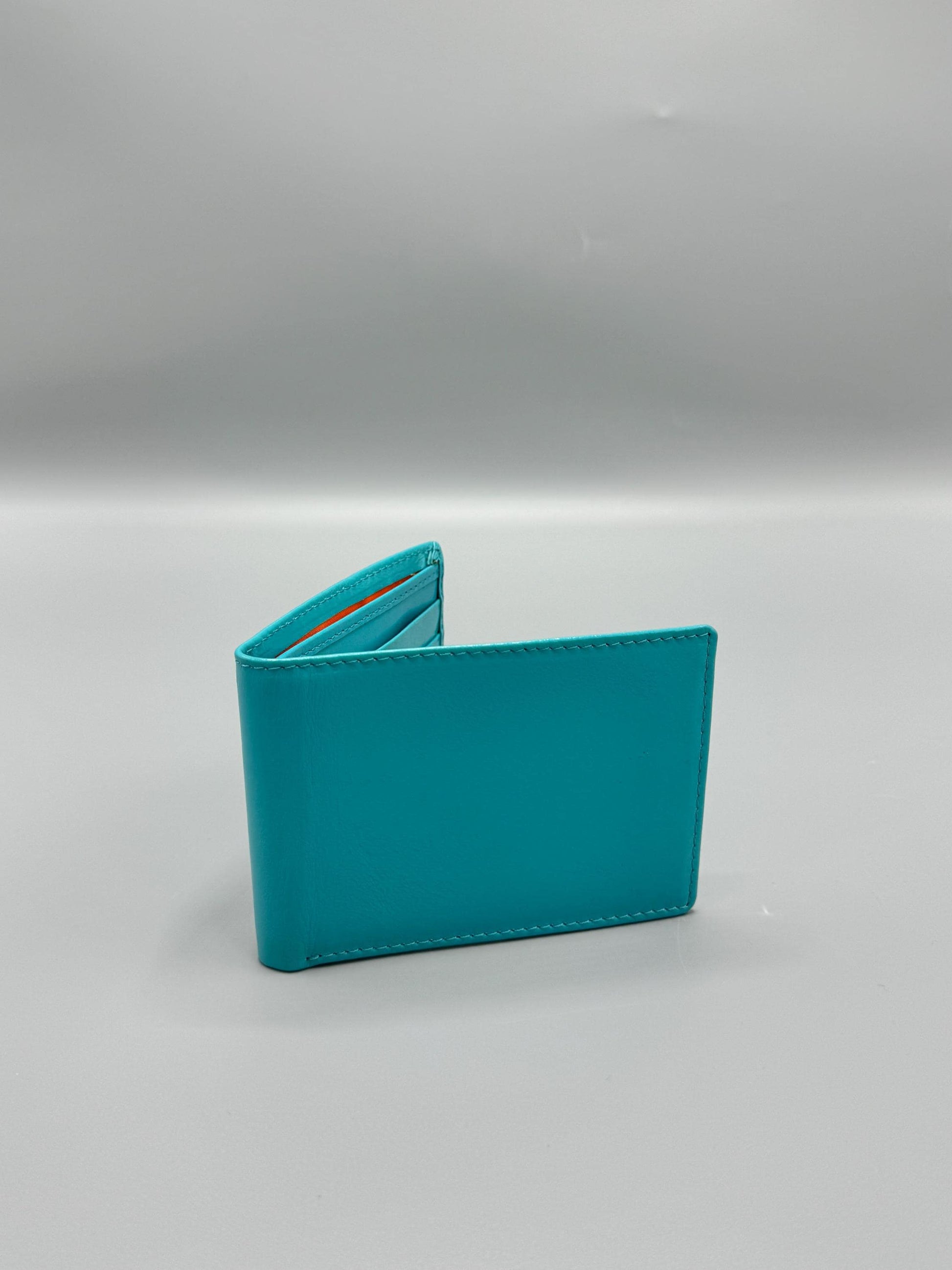 Genuine leather wallet - baby blue (larger size)