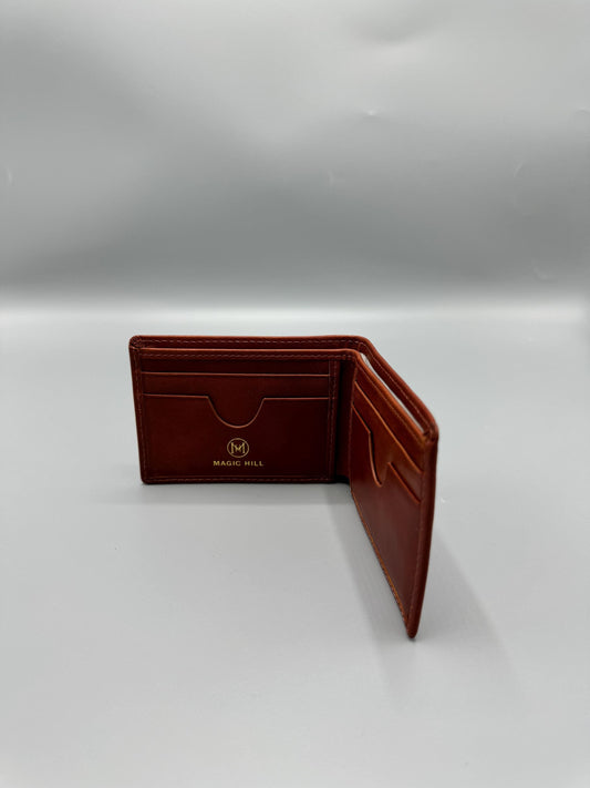 Genuine leather wallet - brown (larger size)