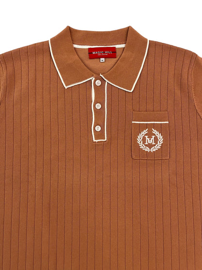 Polo button Shirt 100% cotton in brown