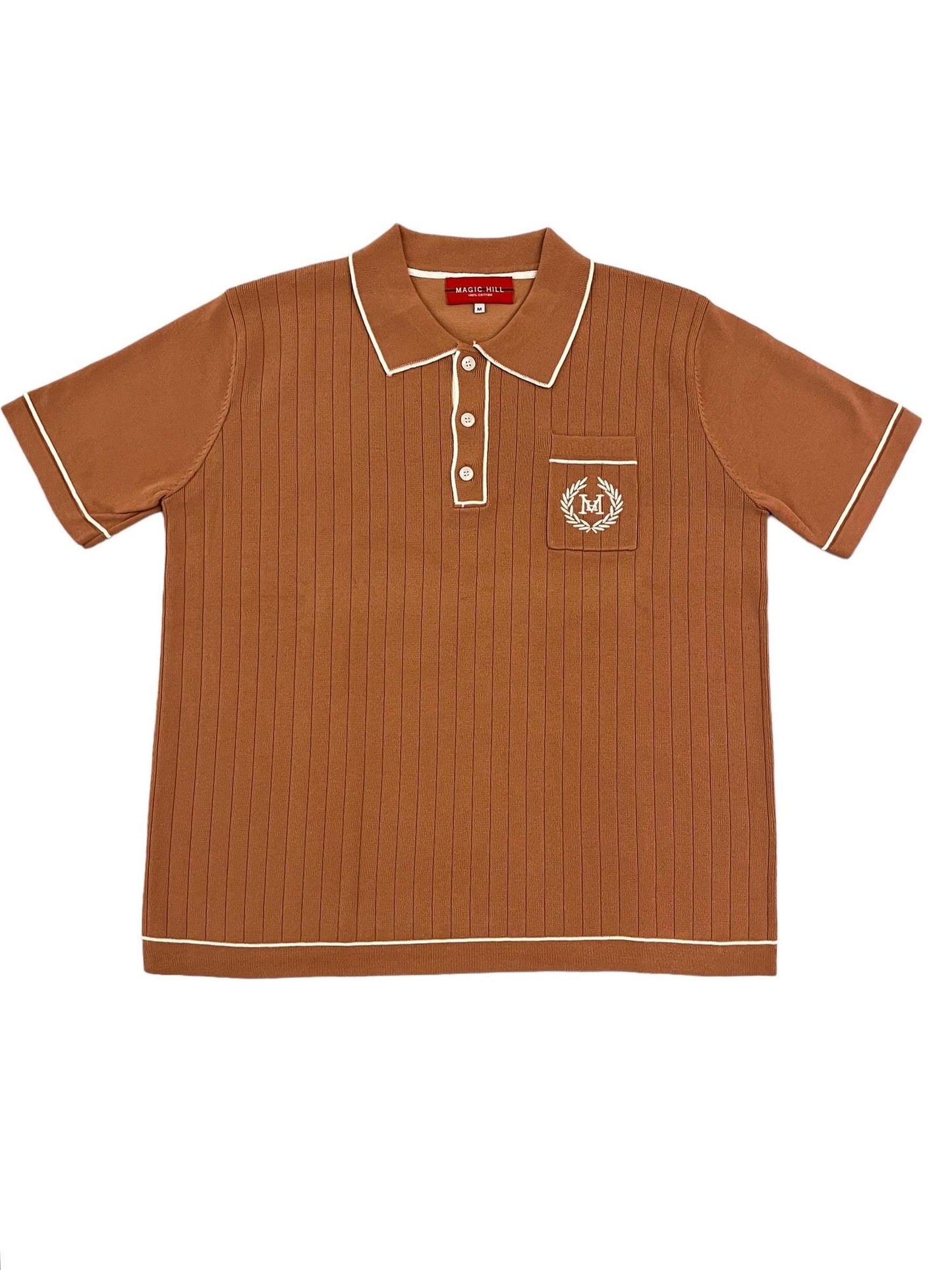 Polo button Shirt 100% cotton in brown