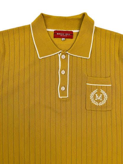 Polo button Shirt 100% cotton in mustard gold