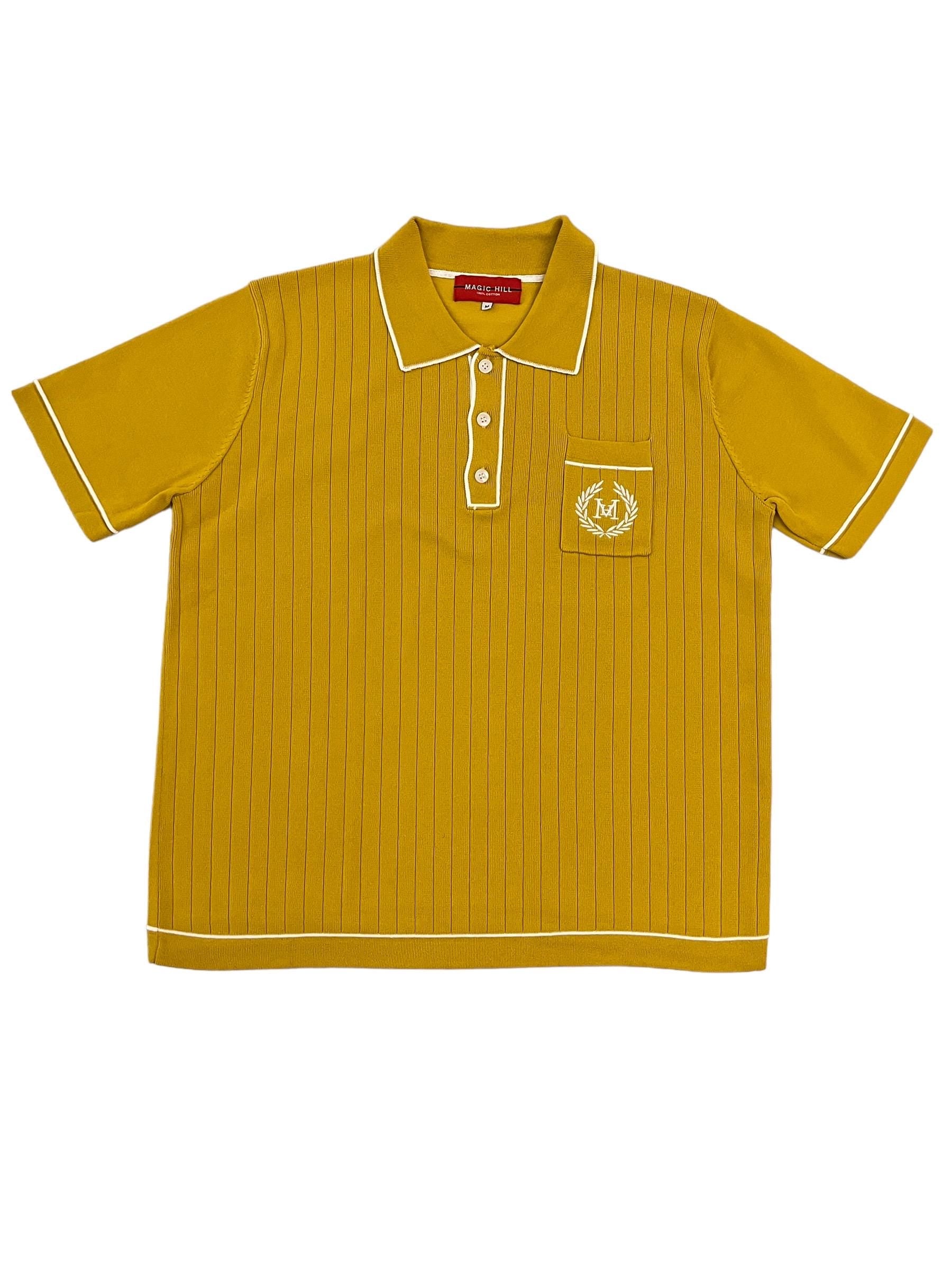 Polo button Shirt 100% cotton in mustard gold