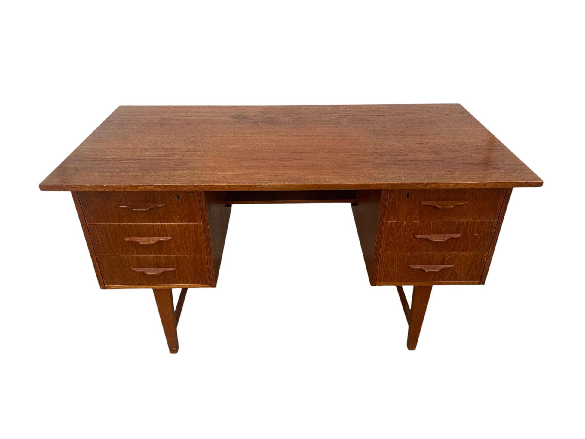 Vintage Danish Modern Teak Desk with (6) drawers