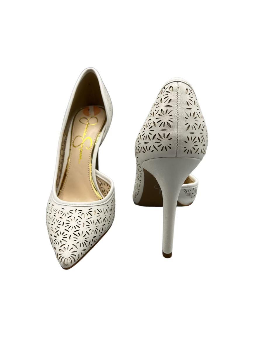 Floral white pumps by Jessica Simpson