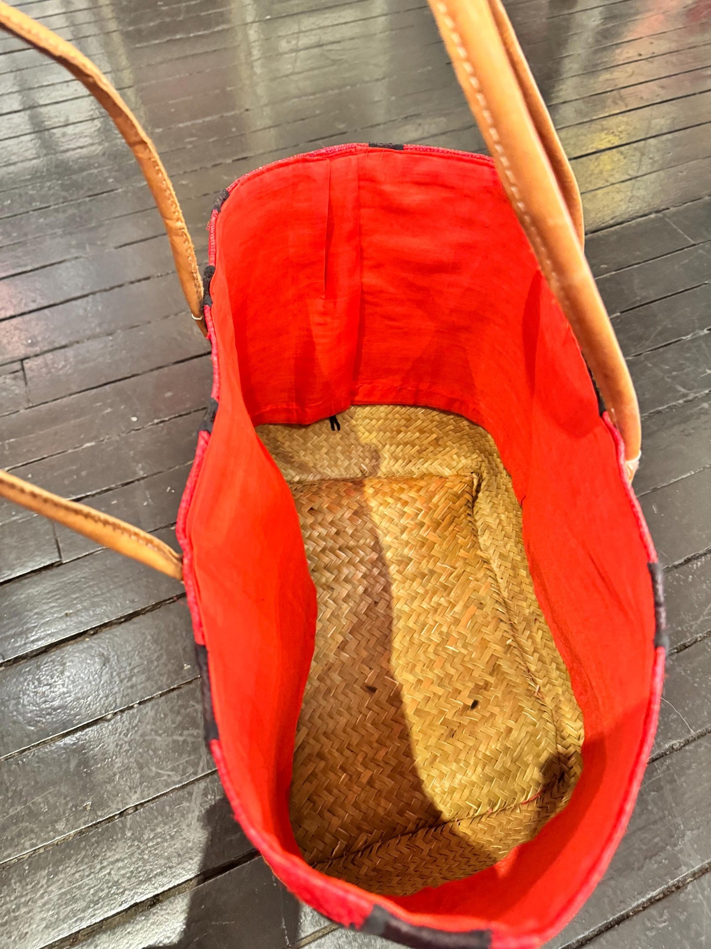 Red and black African woven bag