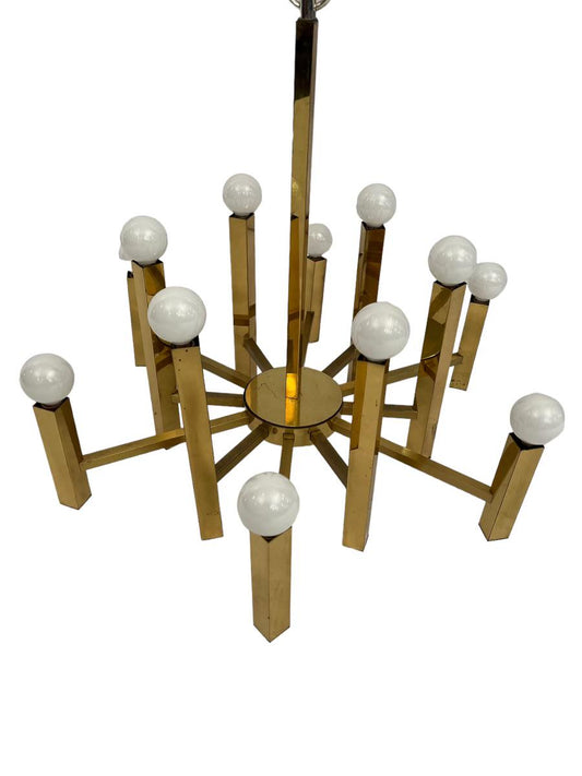 Mid-century / 1980s Italian brass chandelier