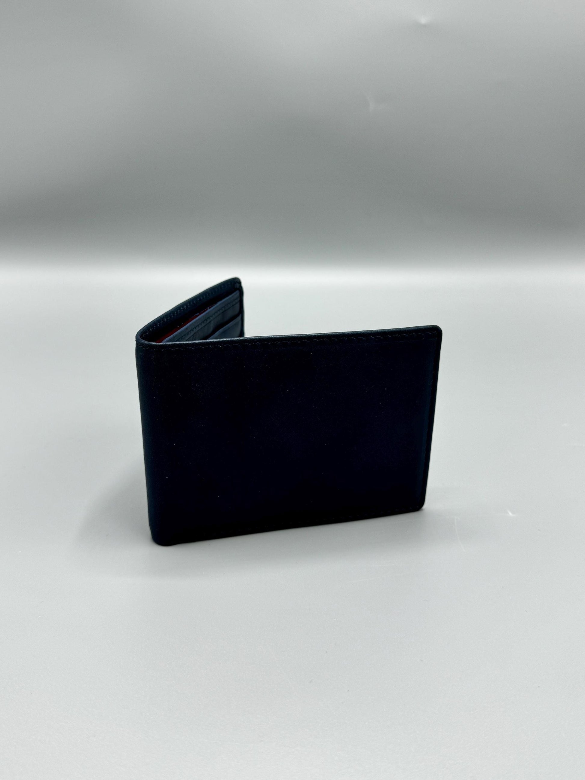 Genuine leather wallet - navy blue (larger size)