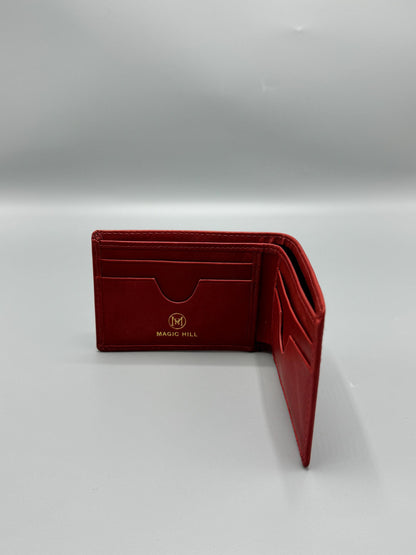 Genuine leather wallet - maroon (larger size)