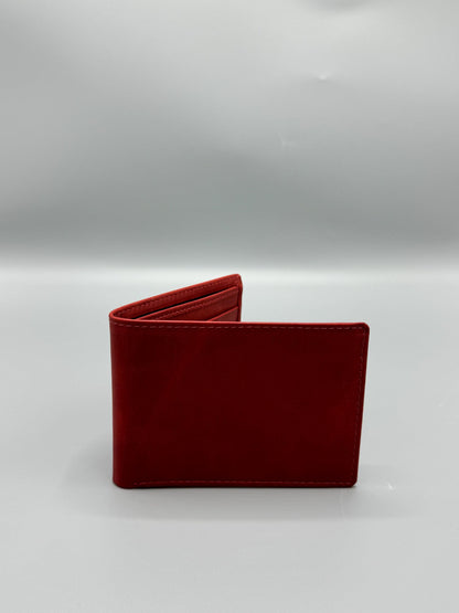 Genuine leather wallet - maroon (larger size)