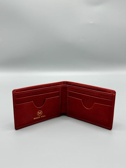 Genuine leather wallet - maroon (larger size)