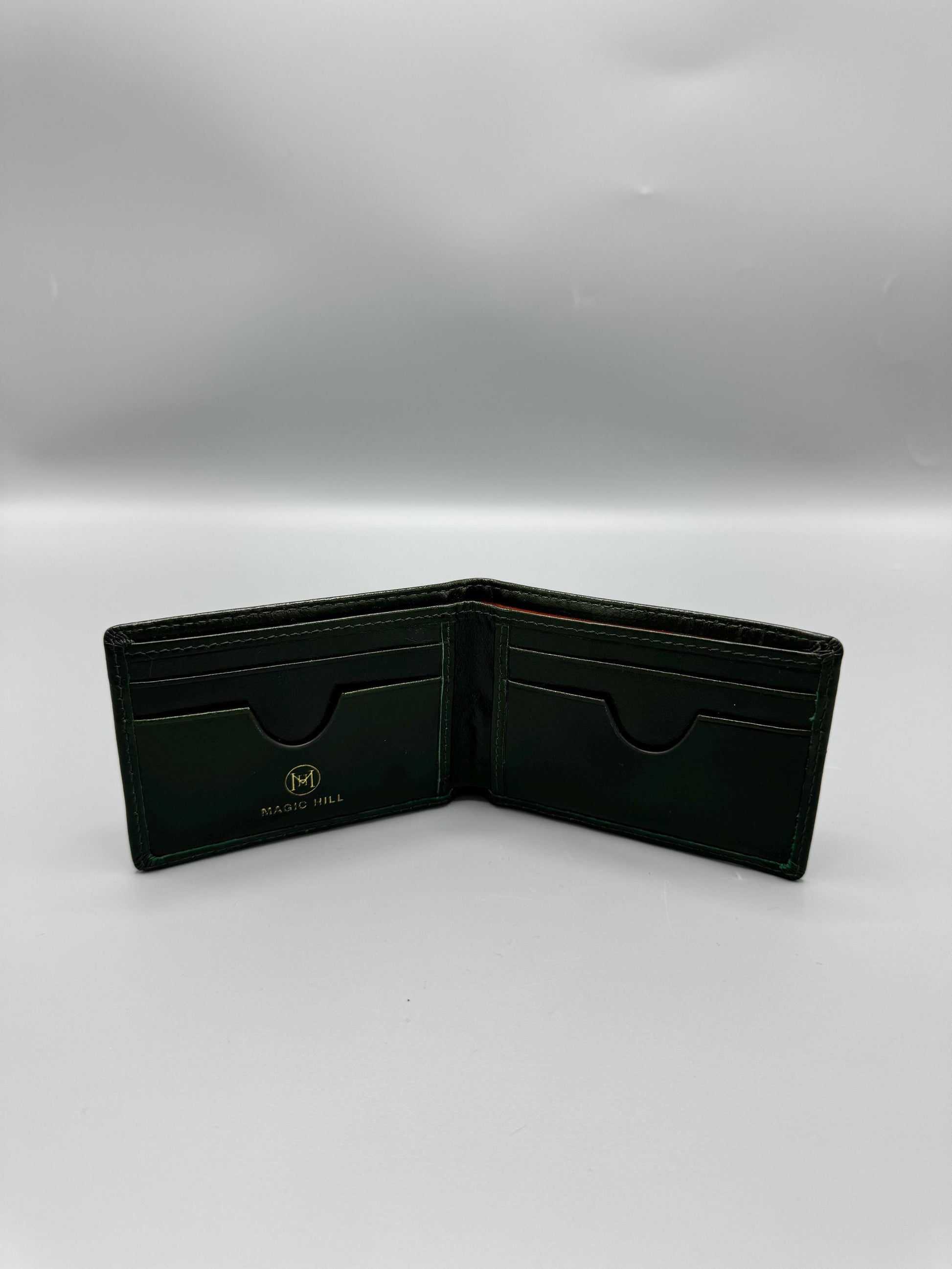 Genuine leather wallet - green (larger size)