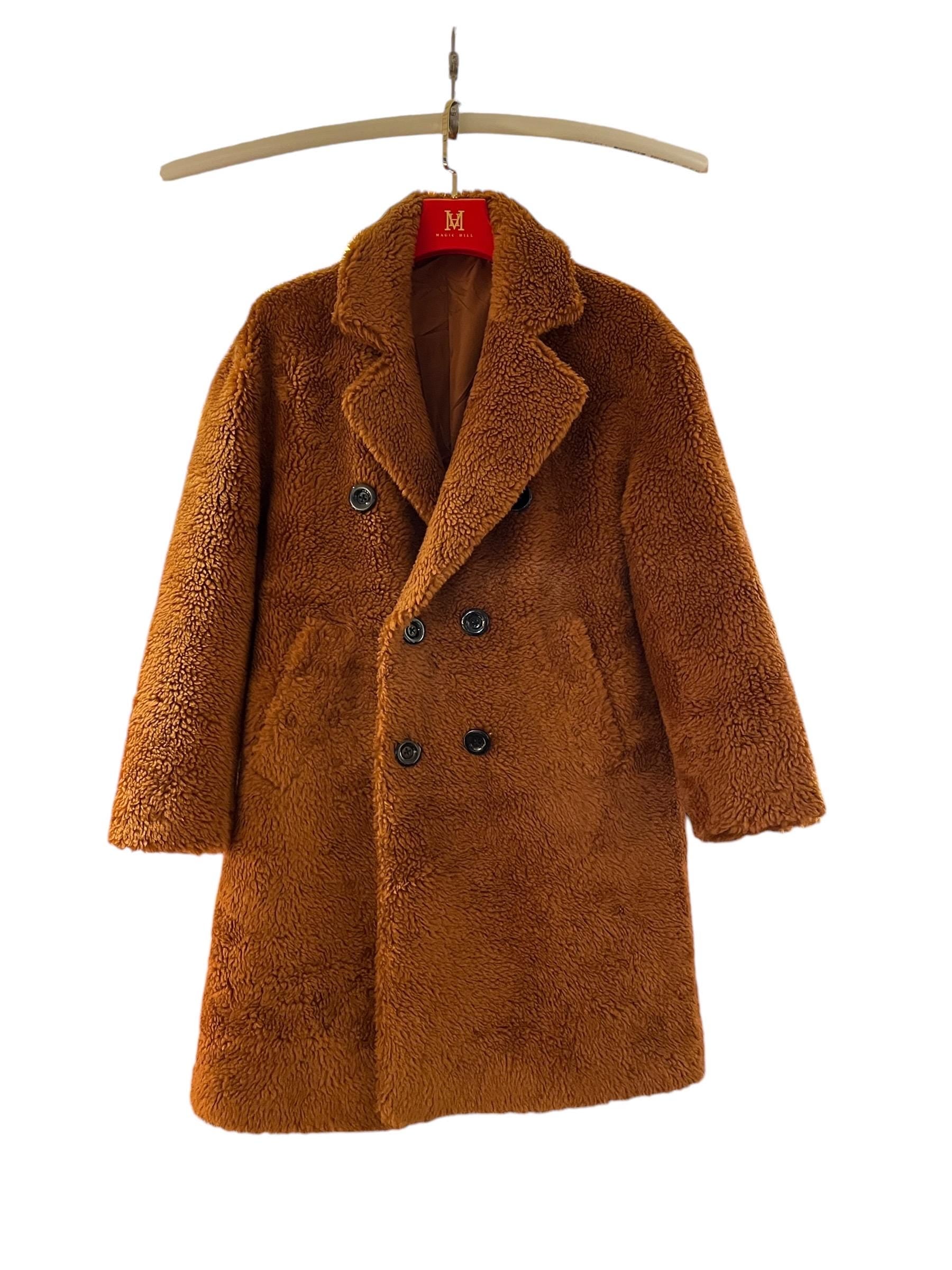 Teddy Double breasted coat unisex M size. Brown Color