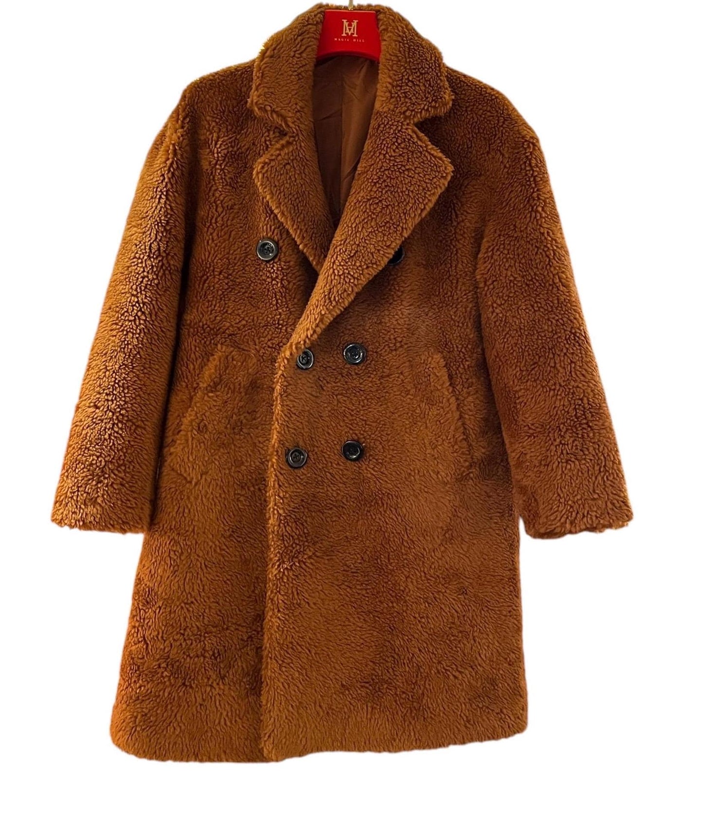 Teddy Double breasted coat unisex M size. Brown Color