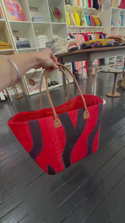 Red and black African woven bag