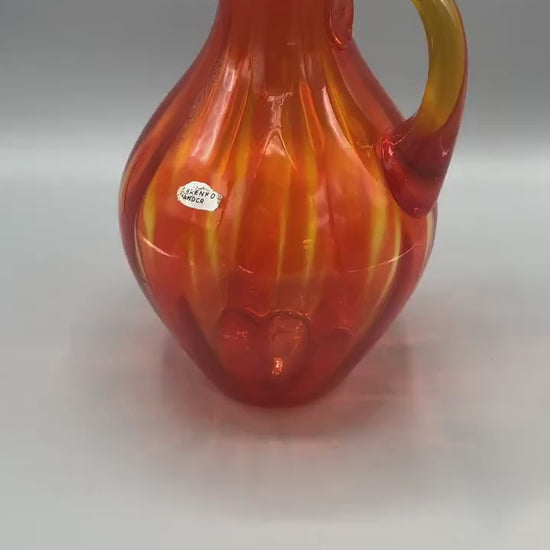 Blenko Orange and Yellow Amberina Glass Pitcher