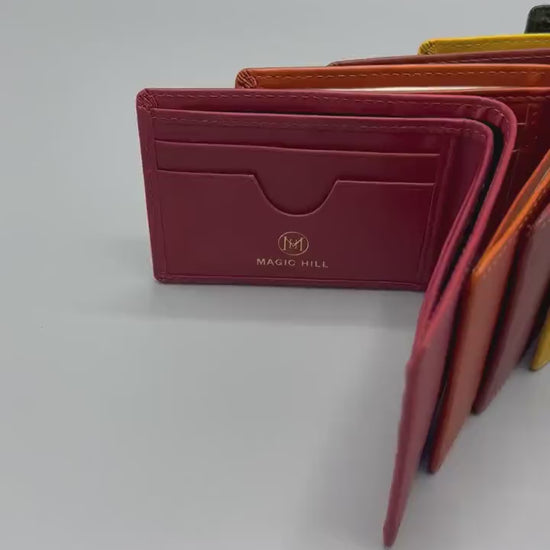 Genuine leather wallet - maroon (larger size)