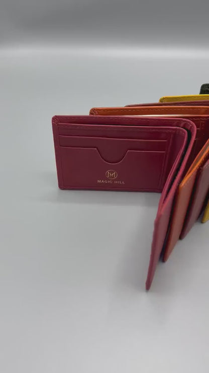 Genuine leather wallet - maroon (larger size)