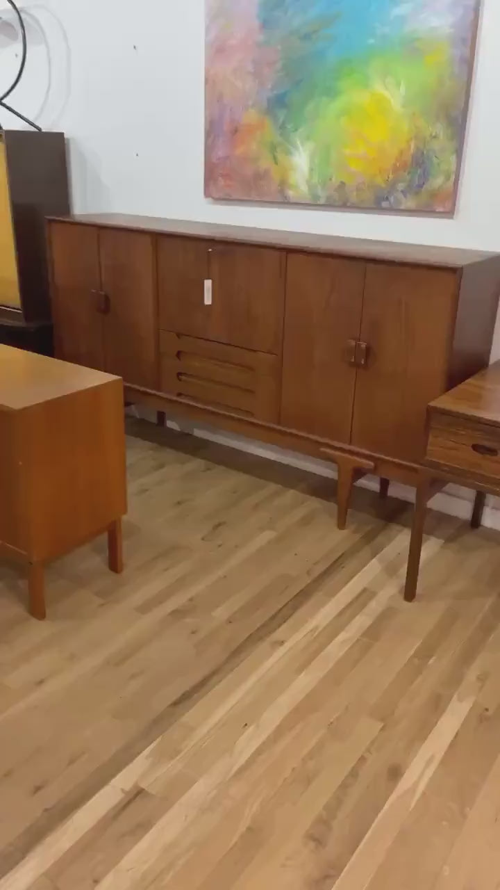 Mid-Century Ejvind A. Johanson teak high sideboard with middle desk section and storage 1960's
