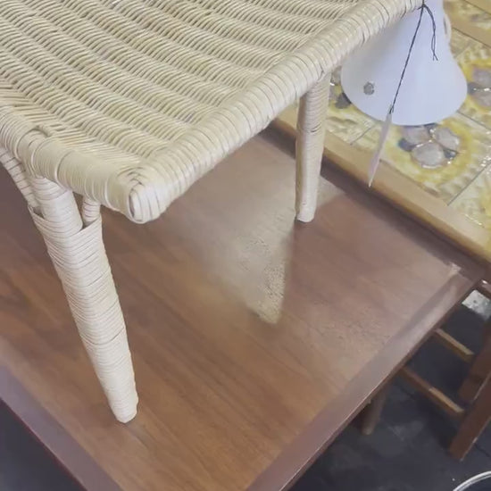 Mid-century rattan ottoman foot stool