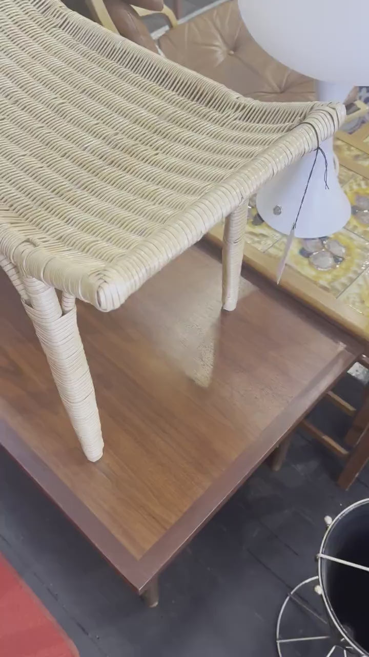 Mid-century rattan ottoman foot stool