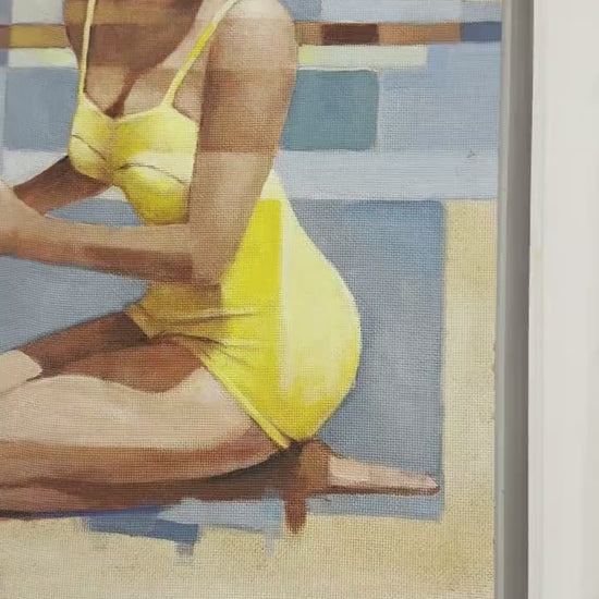 Kevin Conklin original oil painting, girl in yellow