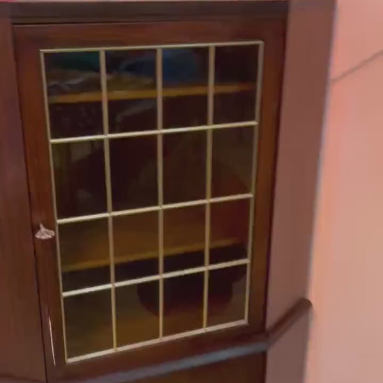 Mid Century Rosewood corner cabinet glass door