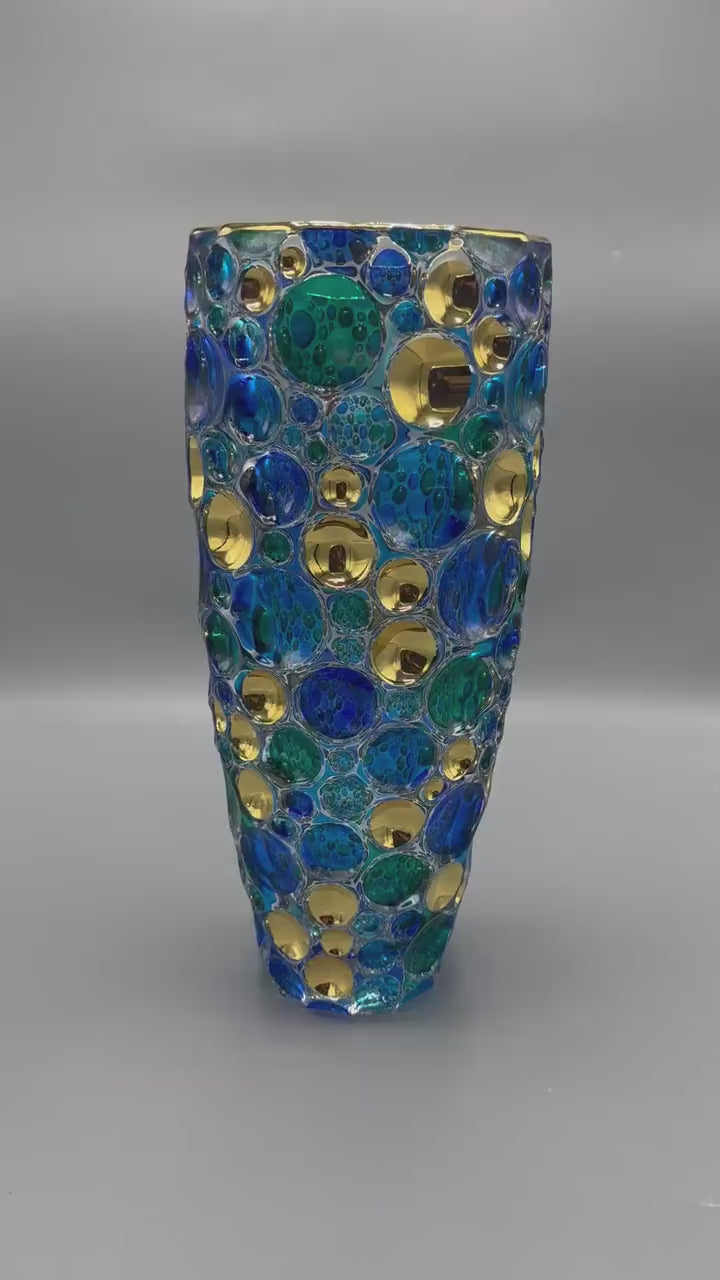 Murano Style Multi Color Vase with Gold by Zecchin