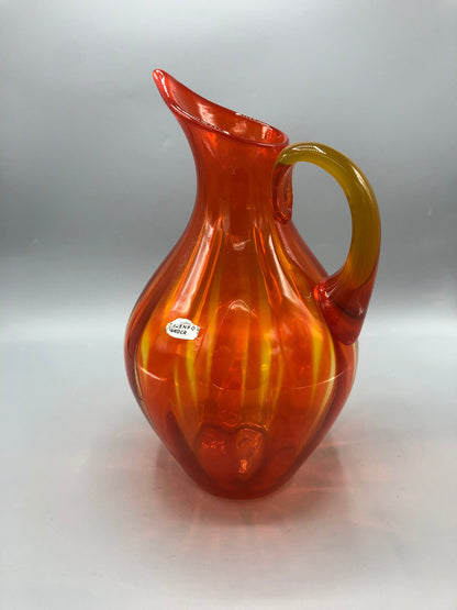 Blenko Orange and Yellow Amberina Glass Pitcher