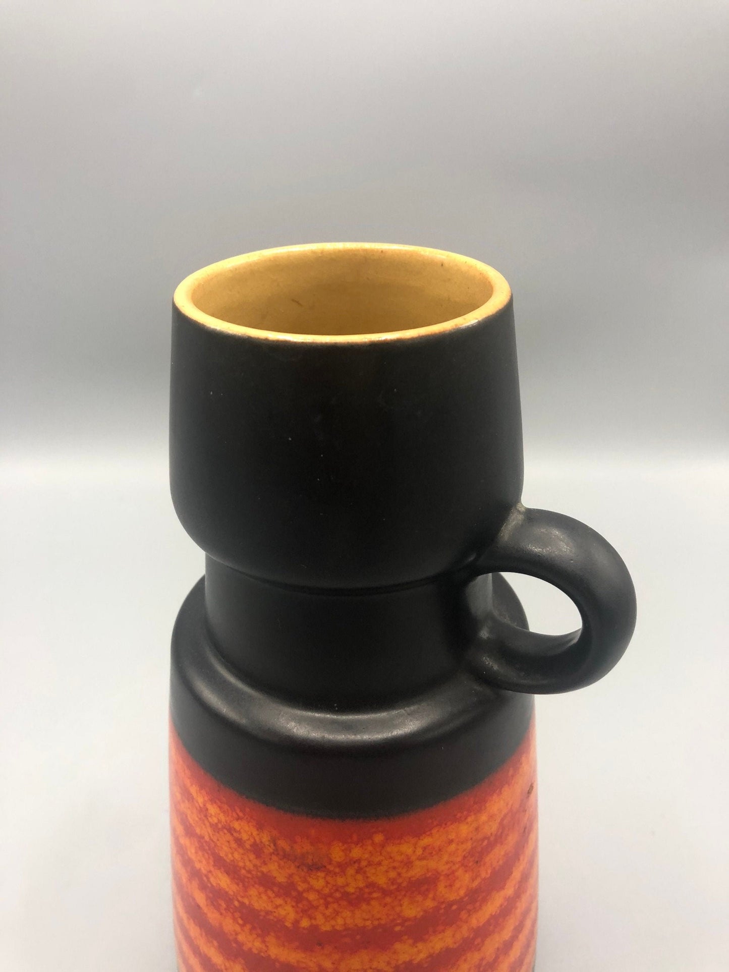 Mid-Century ceramic vase black & orange