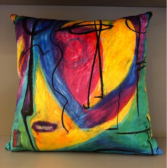 Modern Handmade “Bruce Mishell” Print Velvet Pillow