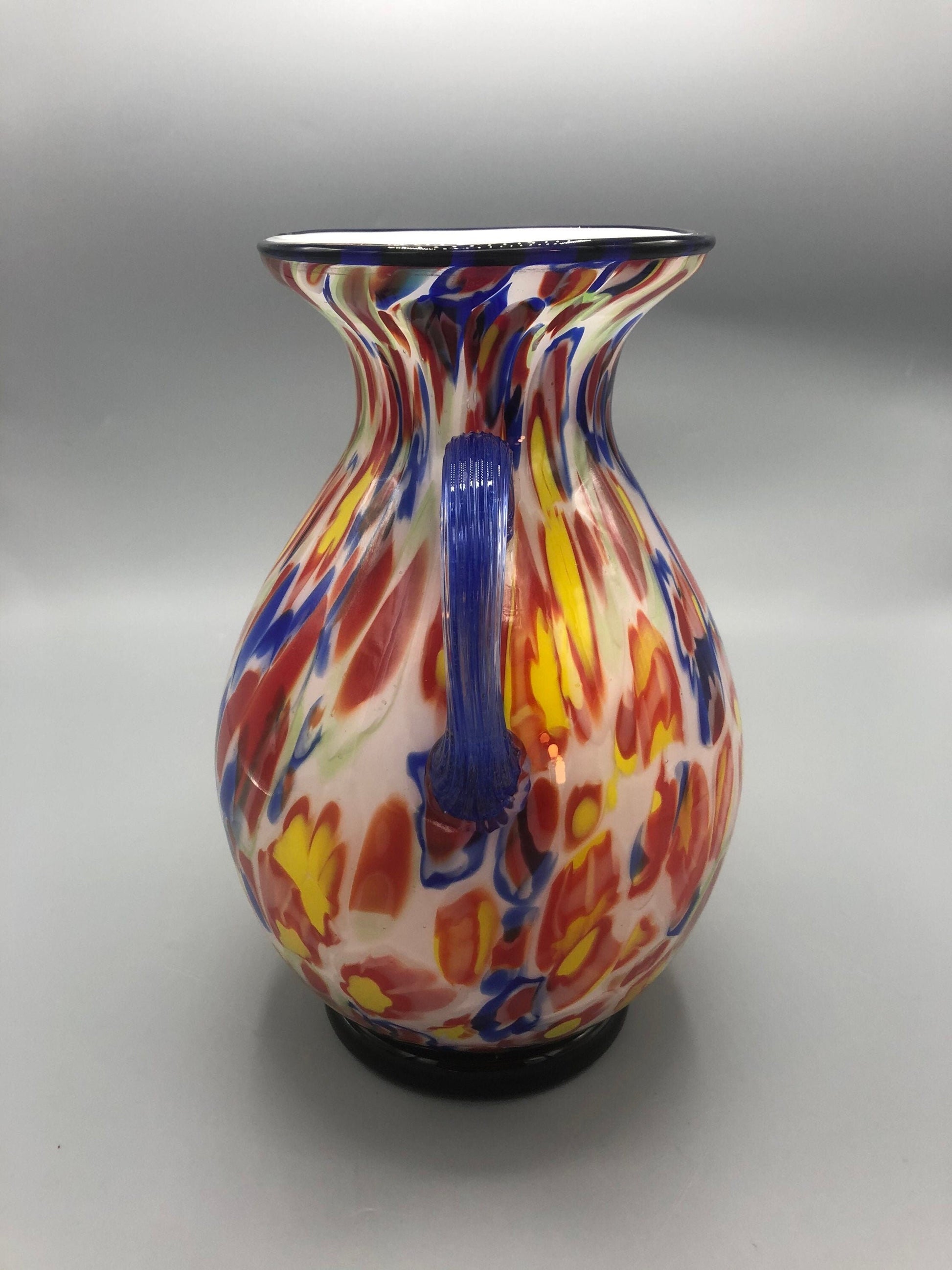 Vintage Mid-Century Modern Hand Blown Italian Murano Glass Vase/Pitcher