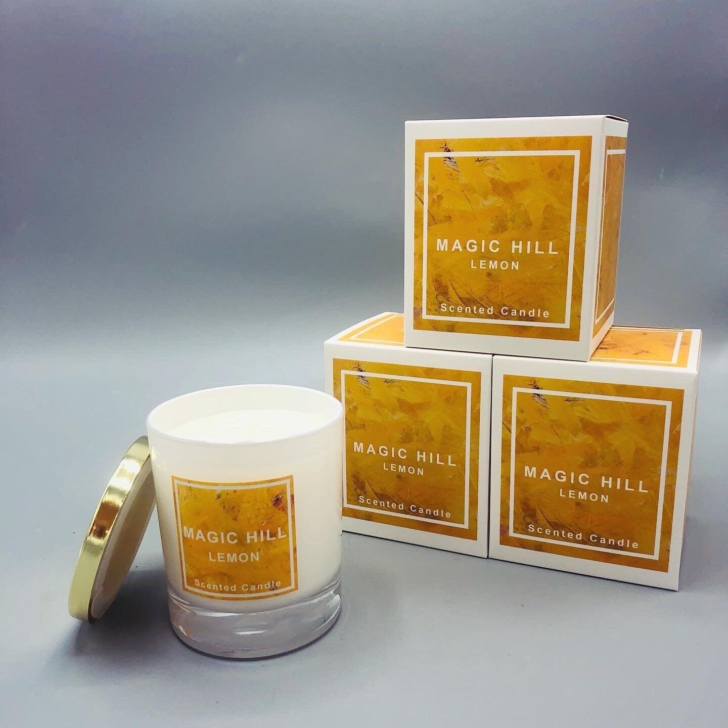 Hand poured Coconut LEMON Scented Candle by Magic Hill