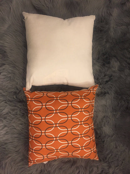 Pair of Retro Mid-Century geometric orange shapes pillows