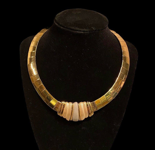 Vintage Signed Napier Cleopatra Gold Statement Choker With Resin Art Deco Style