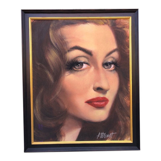 Mid Century Hollywood Regency original oil on canvas painting featuring Betty Davis signed New frame.