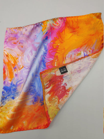 100% Silk handkerchief scarf pocket square art print inspired by Bruce Mishell