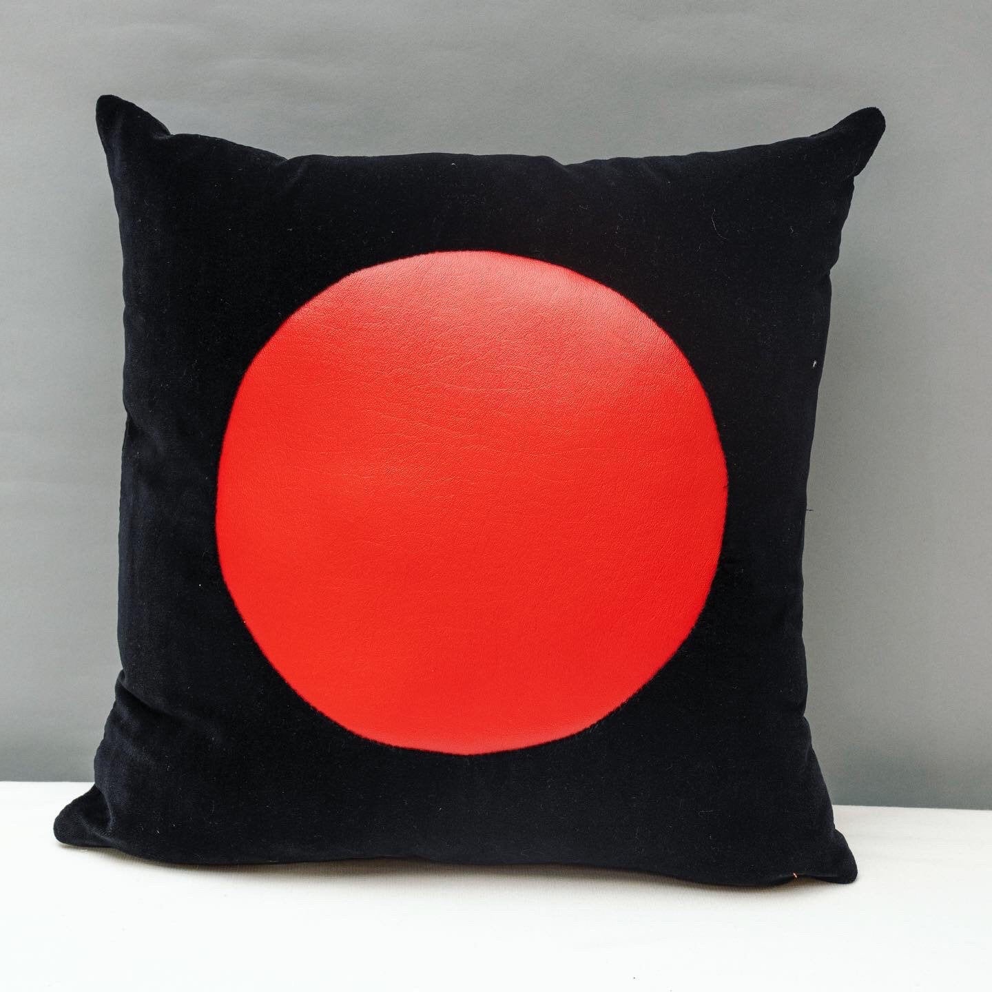 Black velvet geometric handmade pillow 16 x 16” inches