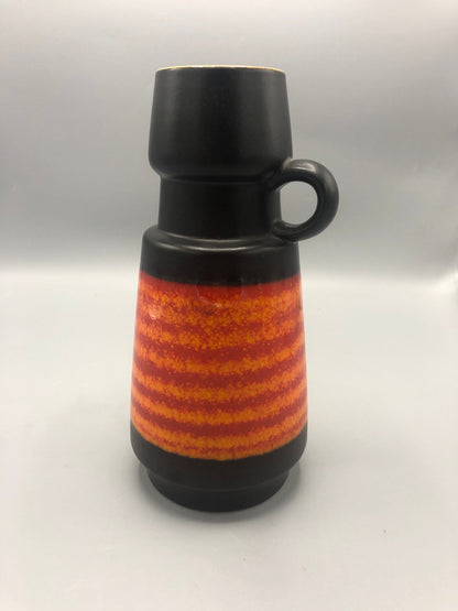 Mid-Century ceramic vase black & orange