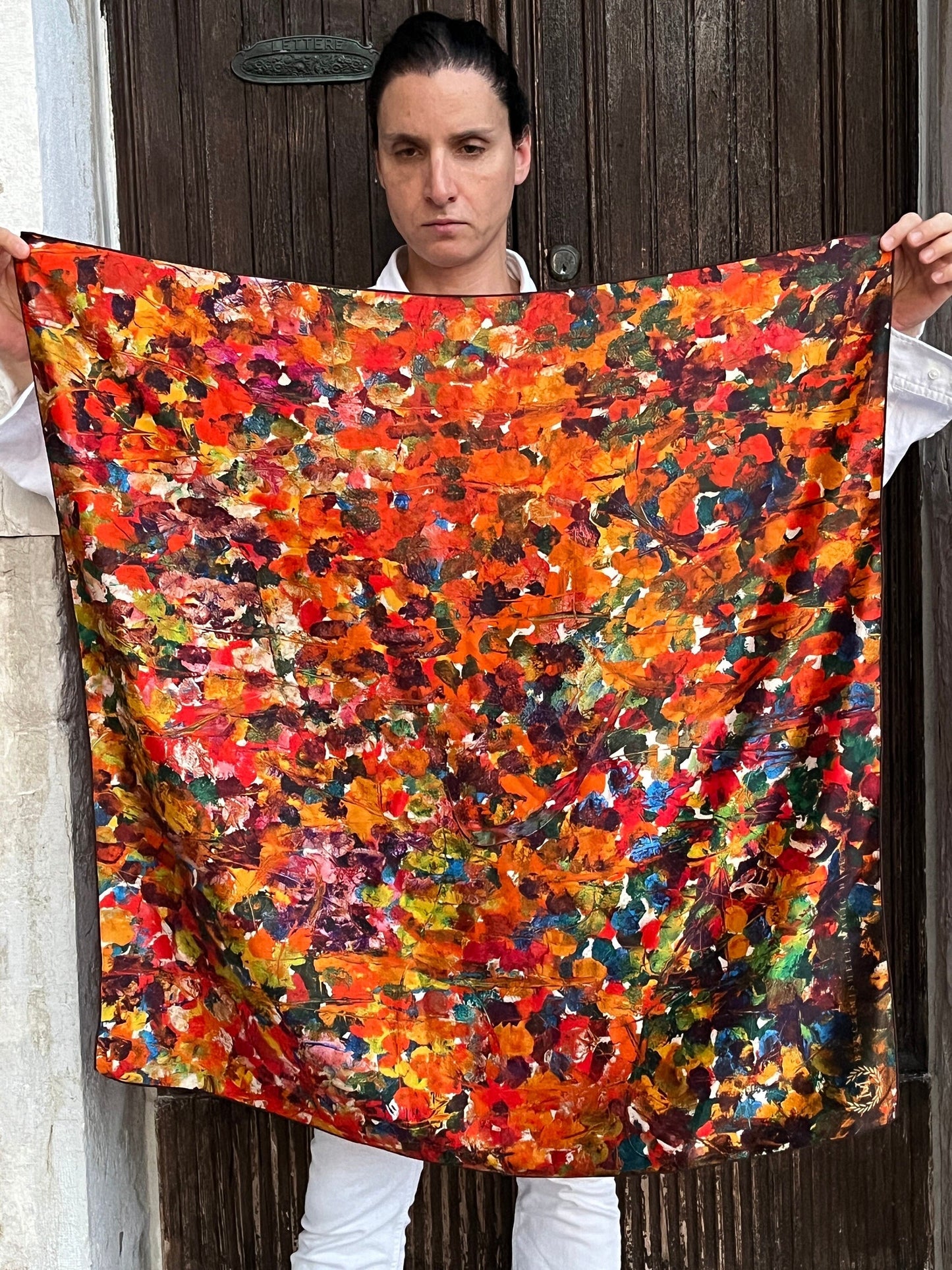 Hand made 100% mulberry silk scarves Designed by “Bruce Mishell” “ Unity” 35” x 35” inches