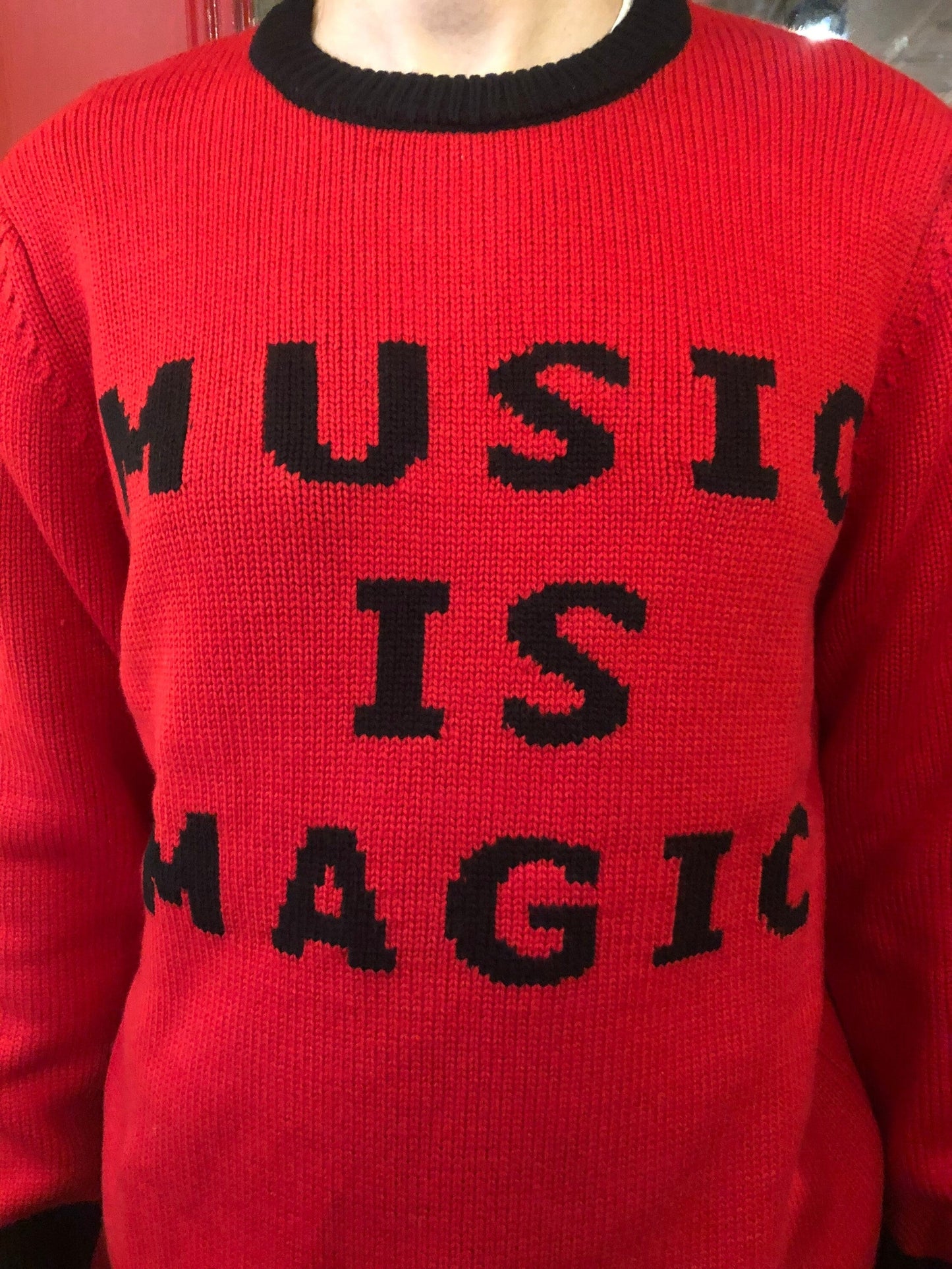 MUSIC IS MAGIC Handmade pull over Sweater 100% merino wool design by Magic Hill