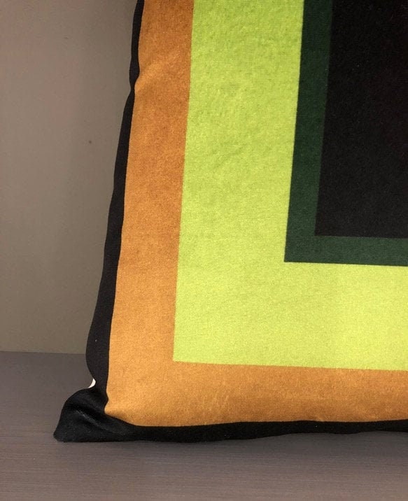 Contemporary Custom Made Geometric Square Velvet Pillow