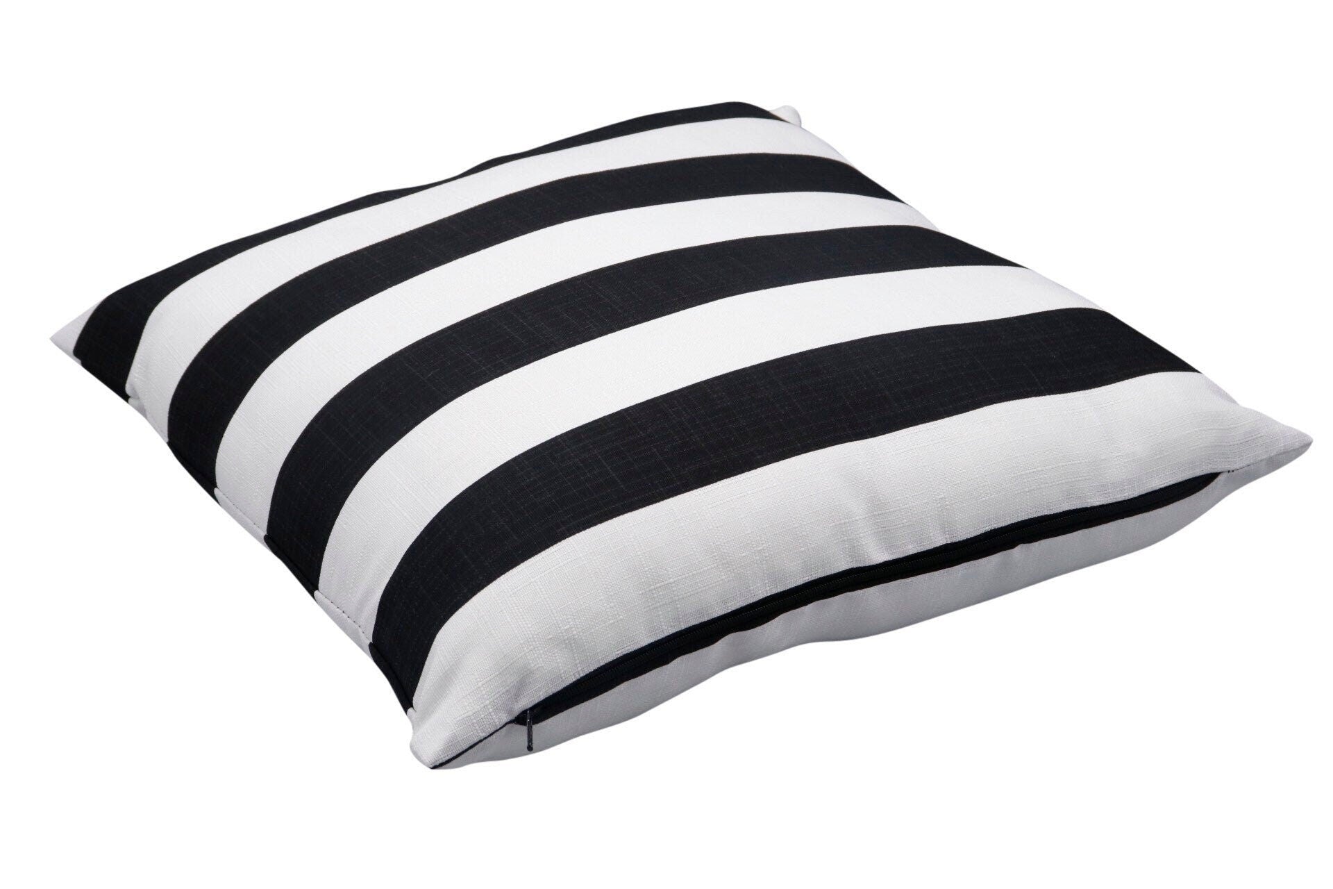 handmade artisan Black & White linen pillow 16 x 16” inches
