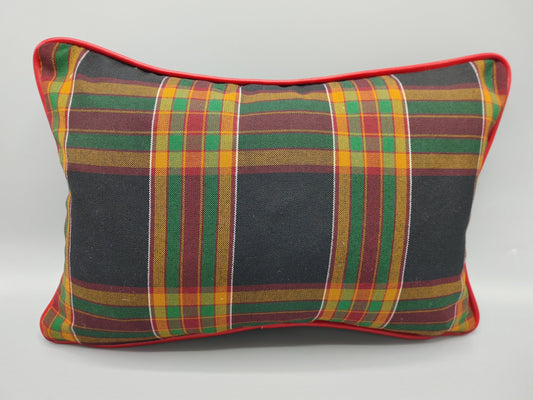 Custom Handmade Plaid Decorative Lumbar Throw Pillow