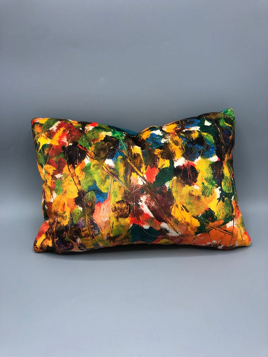 Contemporary handmade rectangle pillow with Bruce Mishell Print 16 x 12 inches