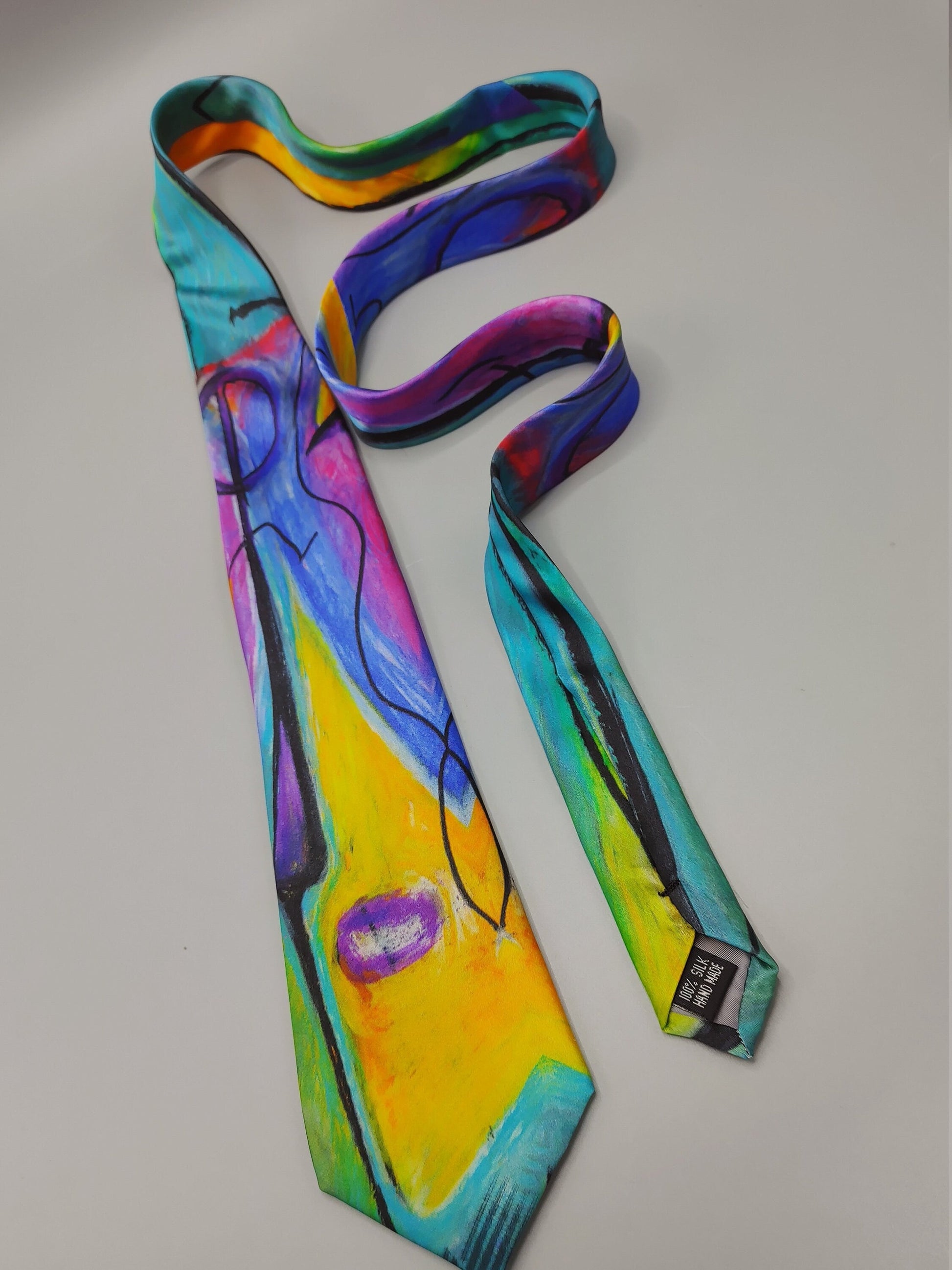 Hand Made 100% Silk Neck Tie Print by Bruce Mishell