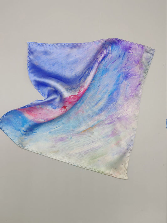 100% Silk handkerchief scarf pocket square print by artist, Bruce Mishell