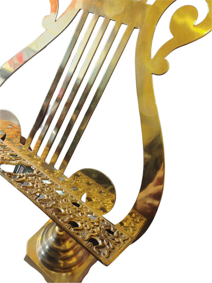 Adjustable Vintage Brass Lyre Harp Sheet Music Footed Stand