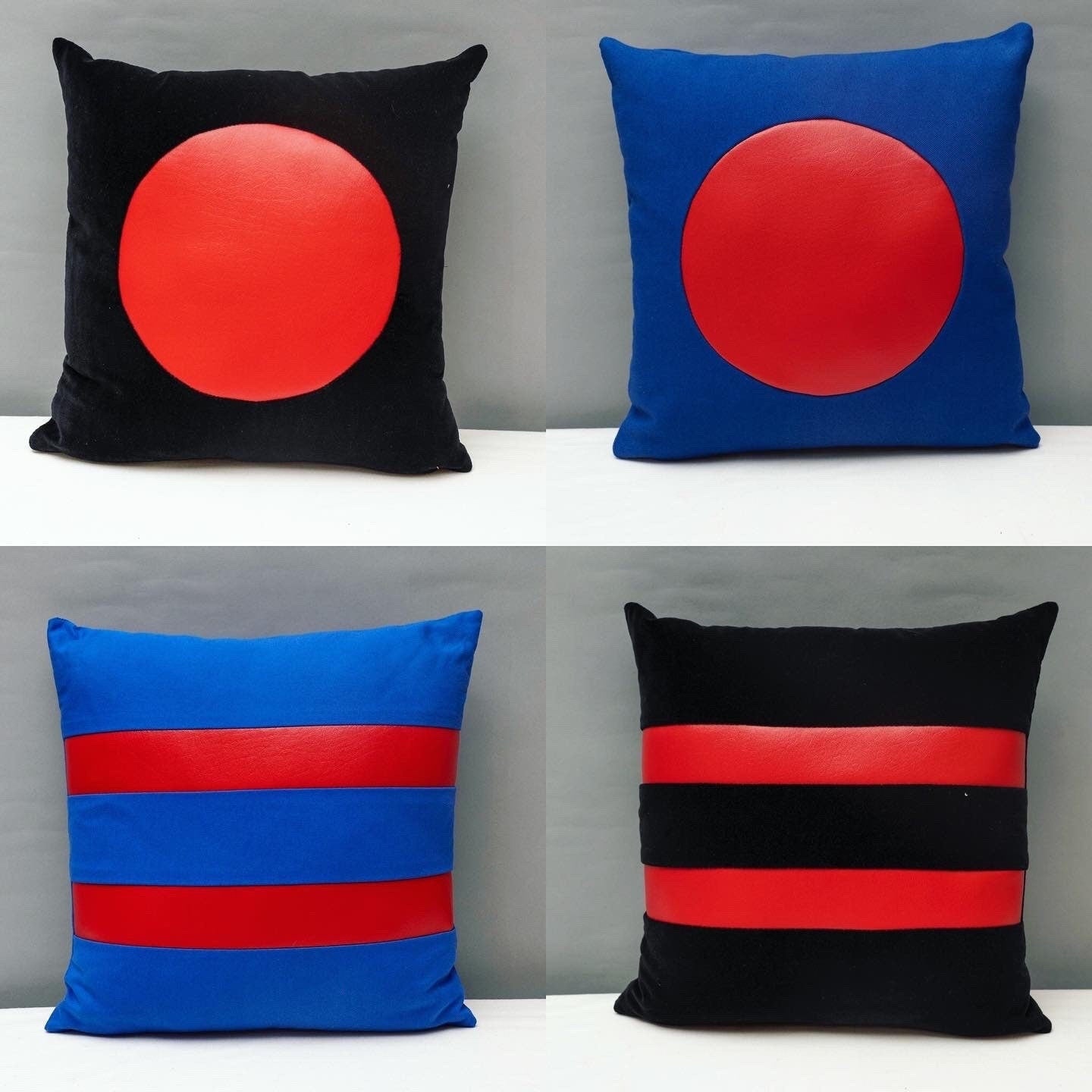 Black velvet geometric handmade pillow 16 x 16” inches