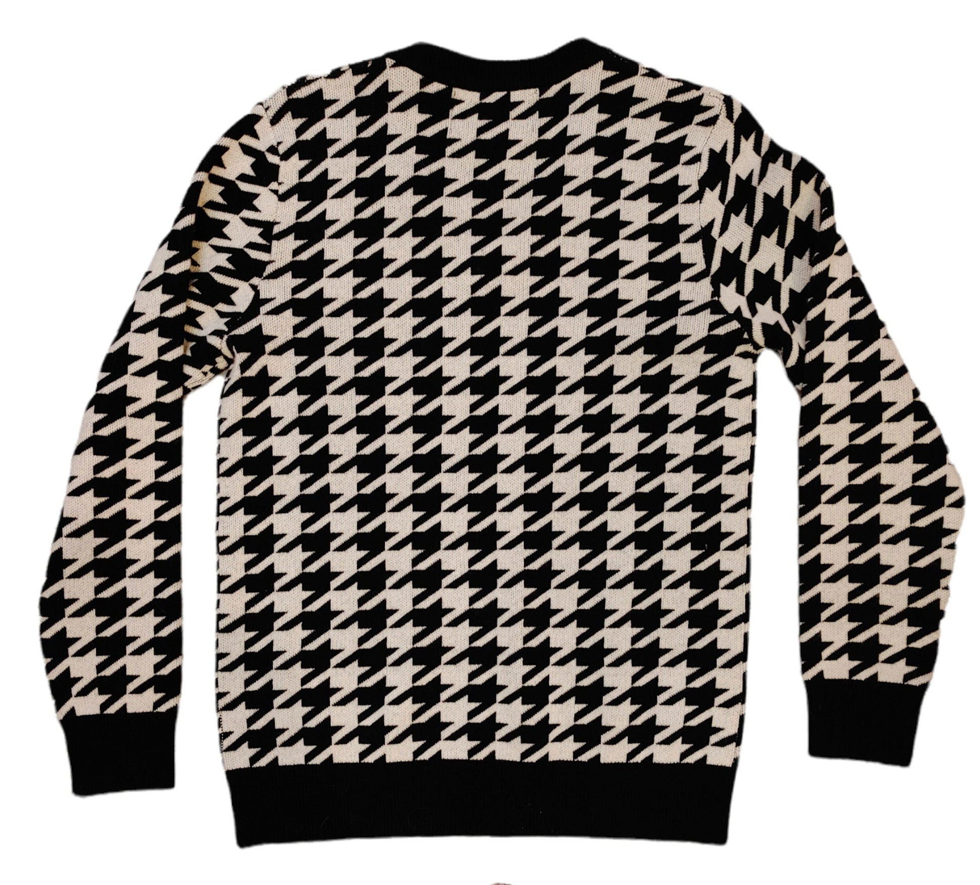 100% Cotton Houndstooth V-Neck Custom Sweater.